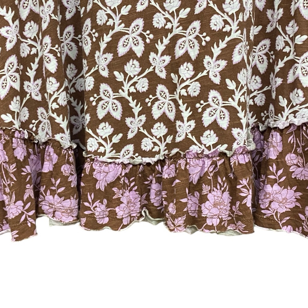 Cato Women's Floral Print Ruffle Hem Top - Picture 2 of 5